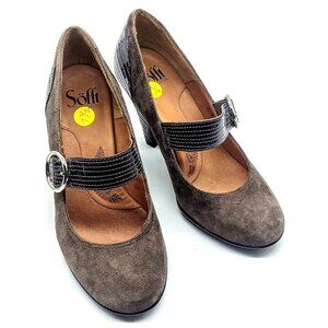 Sofft Brown Suede Patent Leather Mary Jane Pumps 7.5